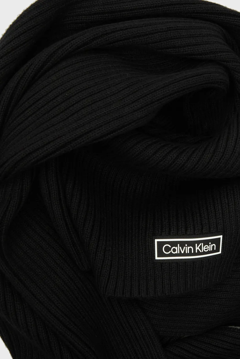 Чоловічий чорний шарф PATCH CHUNKY RIB COTTON SCARF 4