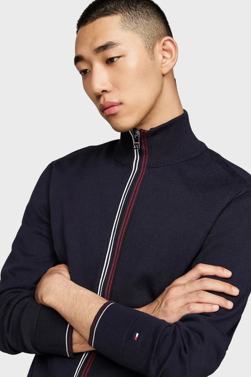 Мужской темно-синий кардиган RWB TIPPED  COTTON ZIP THROUGH 4