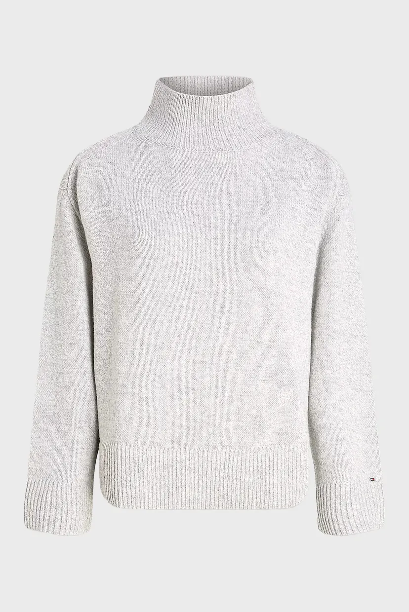 Жіночий світло-сірий светр WOOL BLEND MOCK-NK 5