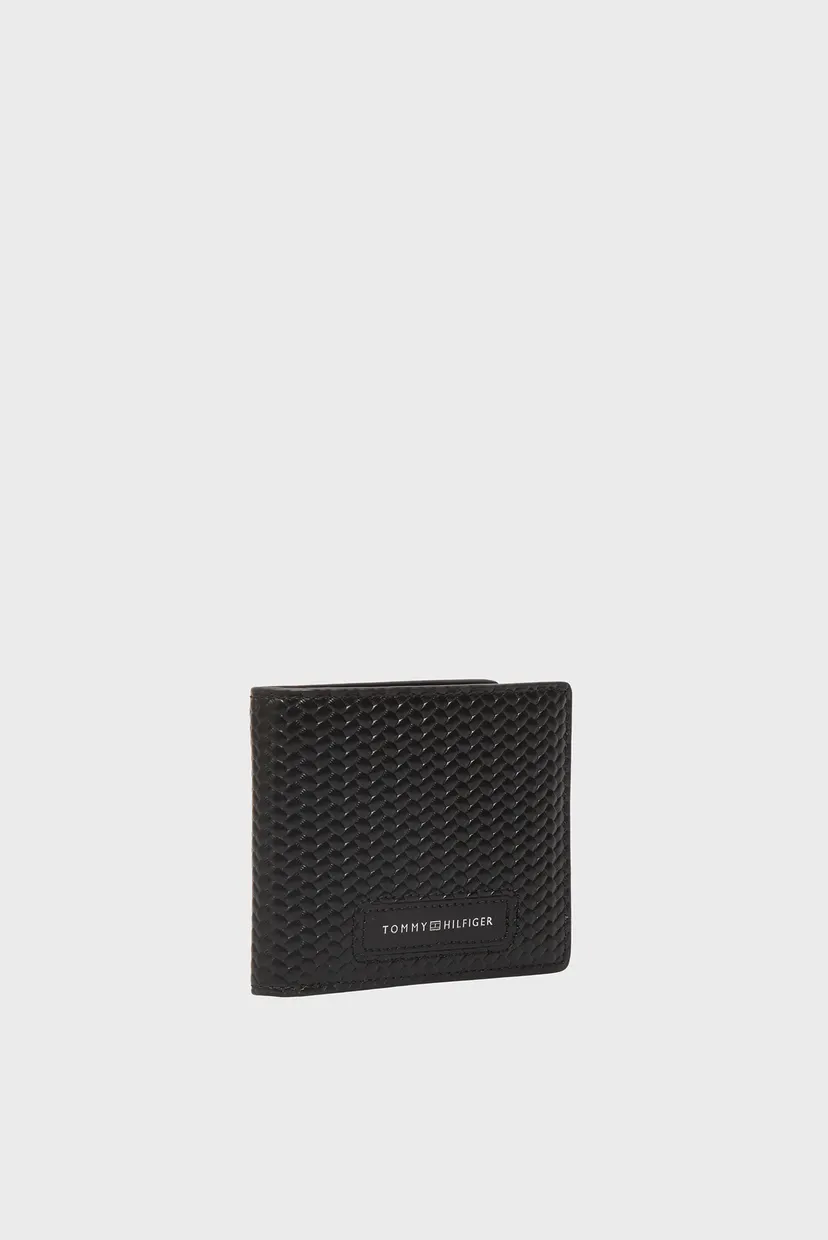 Чоловічий чорний шкіряний гаманець WOVEN 3