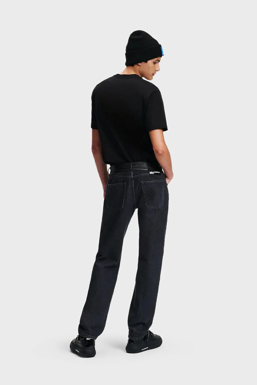 Чоловічі чорні джинси klj straight fauxleather denim 3