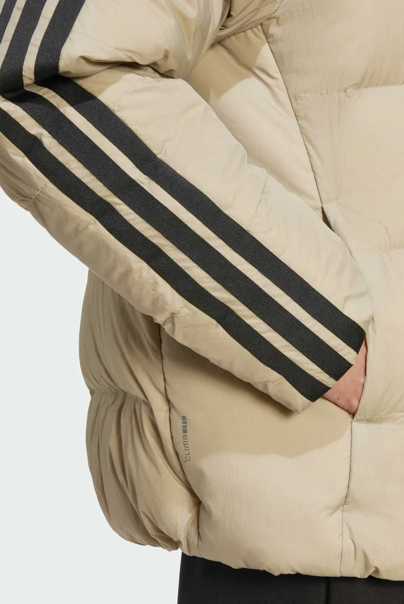 Мужской оливковый пуховик Essentials Climawarm 3-Stripes Puffer Hooded 3