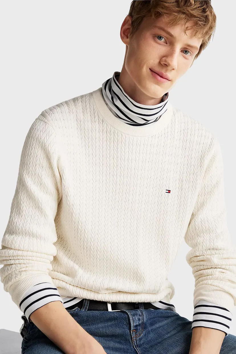 Чоловічий білий джемпер HERRINGBONE STRUCTURE 4