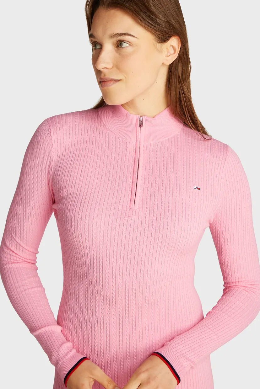 Женское розовое платье TJW 1/4 ZIP SWEATER CABLE DRESS 3
