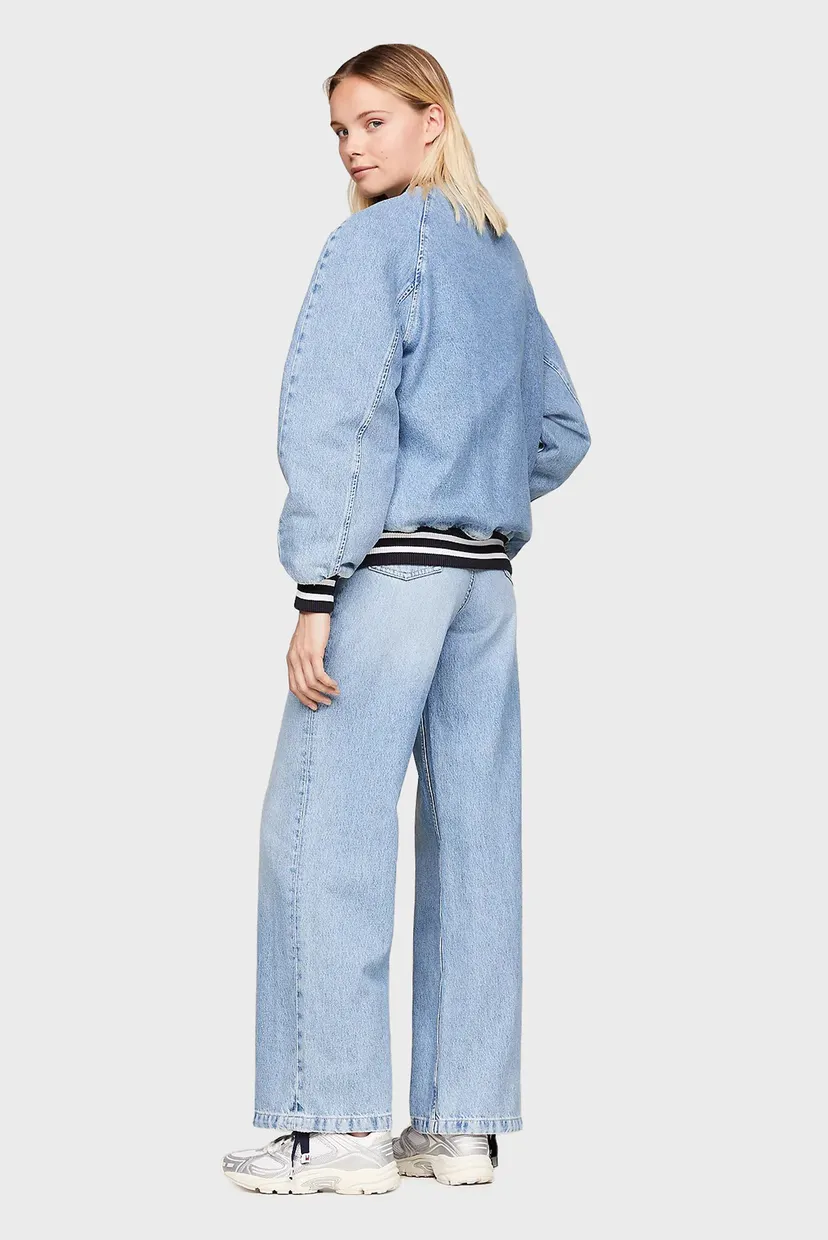 Жіночий блакитний джинсовий бомбер LETTERMAN DENIM JACKET 3