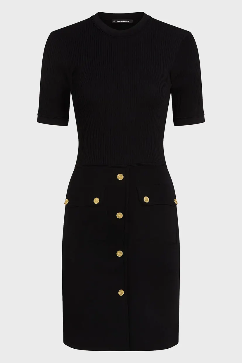 Женское черное платье BUTTON SSLV DETAIL DRESS 5