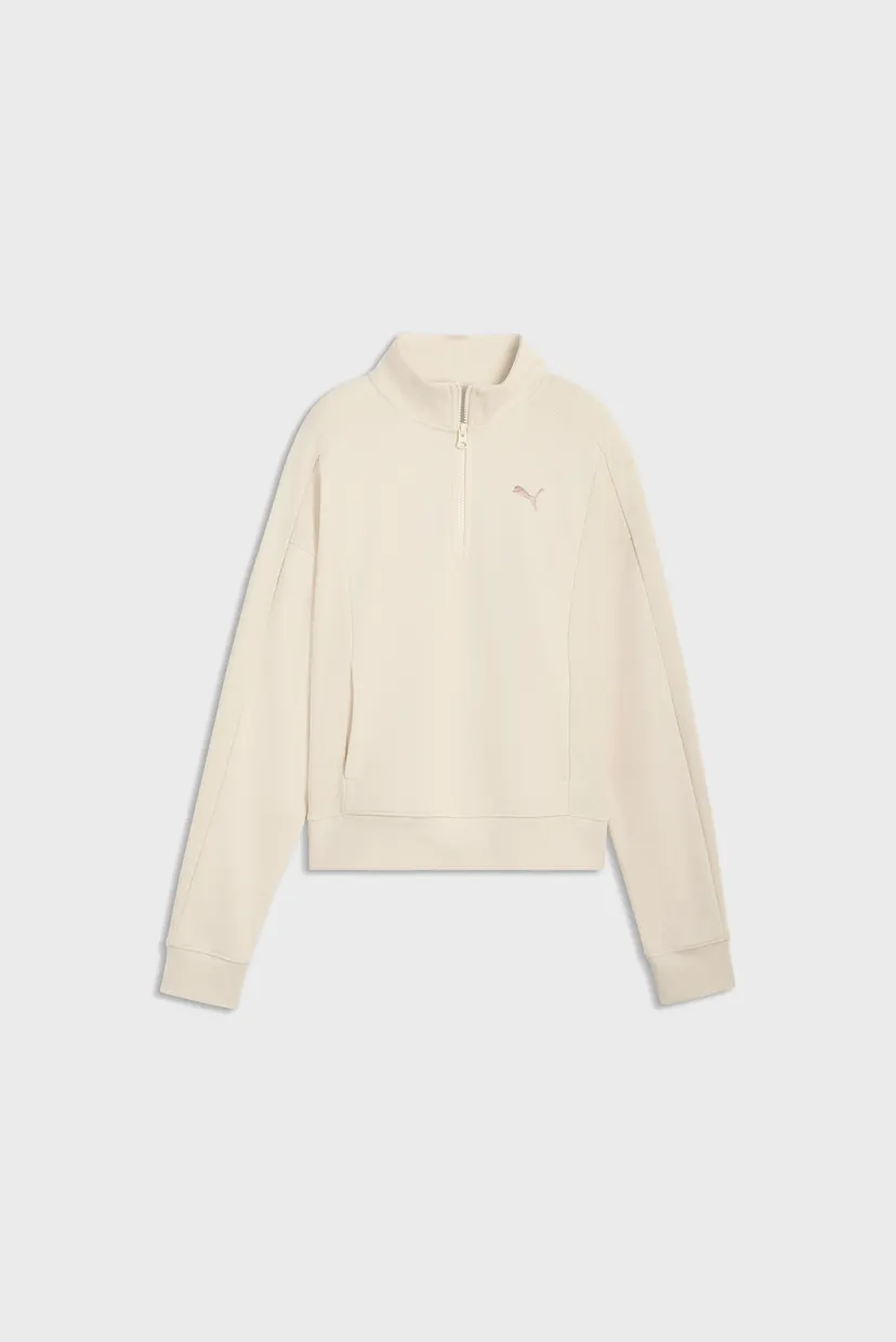 Женская бежевая спортивная кофта PUMA Class Relaxed Half-Zip Sweatshirt Women 4