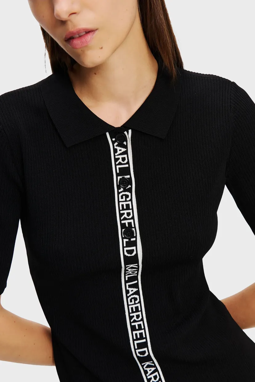 Женское черное платье SSLV LOGO KNIT DRESS 4