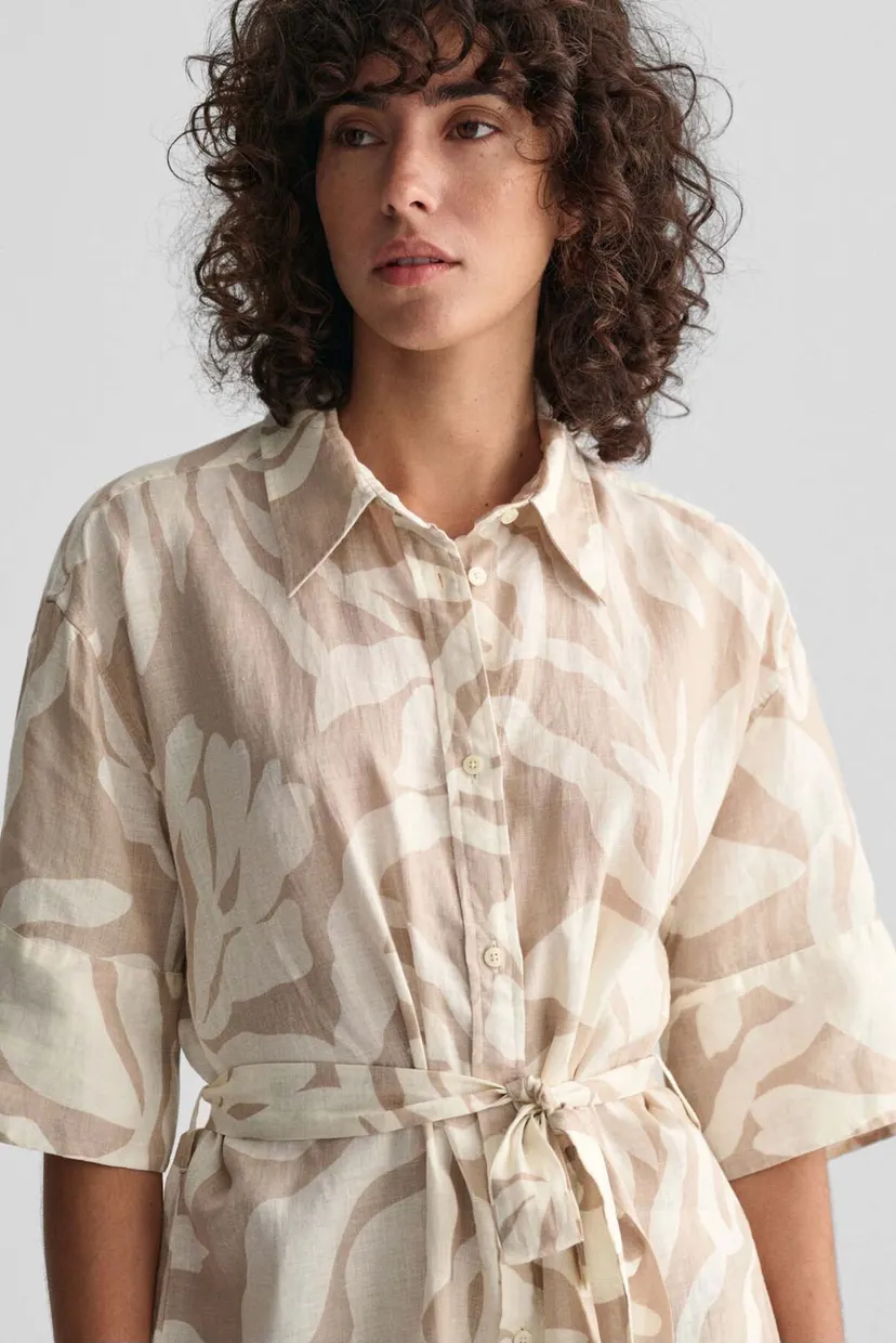 Жіноча бежева лляна сукня з візерунком REL PALM PRINT LINEN 4