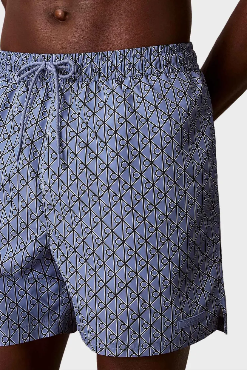 Мужские голубые плавательные шорты с узором MEDIUM DRAWSTRING 4