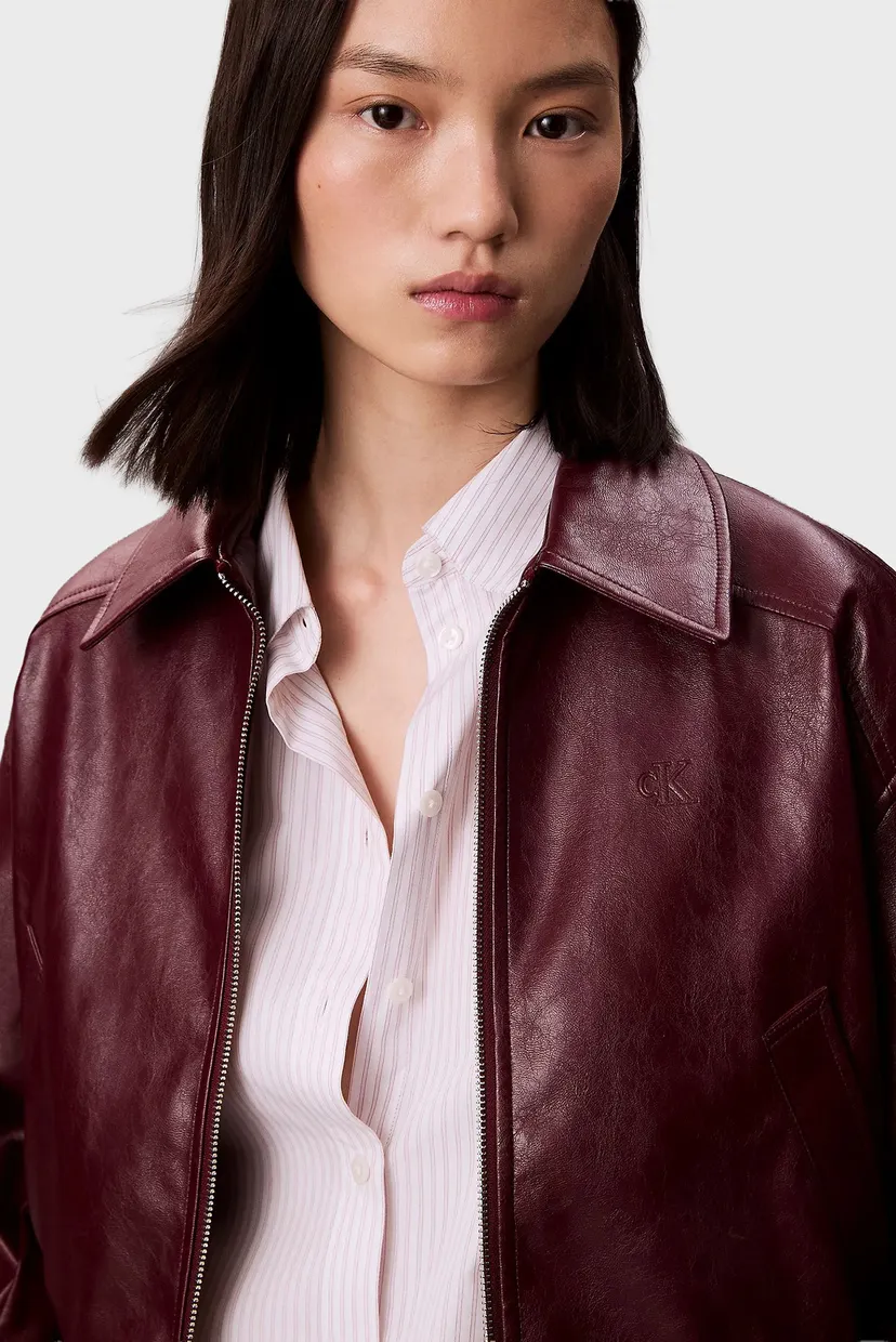 Жіноча бордова куртка A-Cropped Crinkle Faux Leather B 5