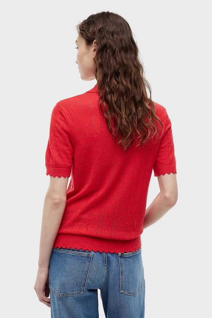 Женское красное поло POINTELLE POLO SWEATER 3