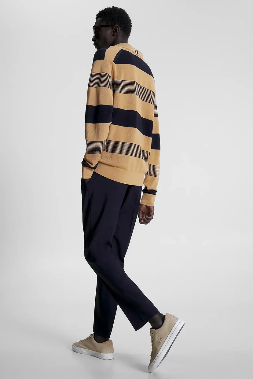 Чоловічий пуловер у смужку LUXURY COTTON L/S REVERE POLO 3
