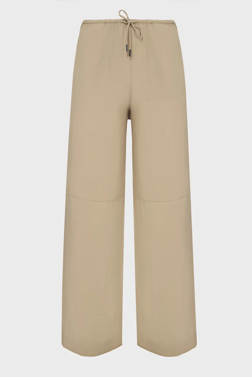 Женские бежевые брюки TEXTURED WIDE LEG PANTS 5