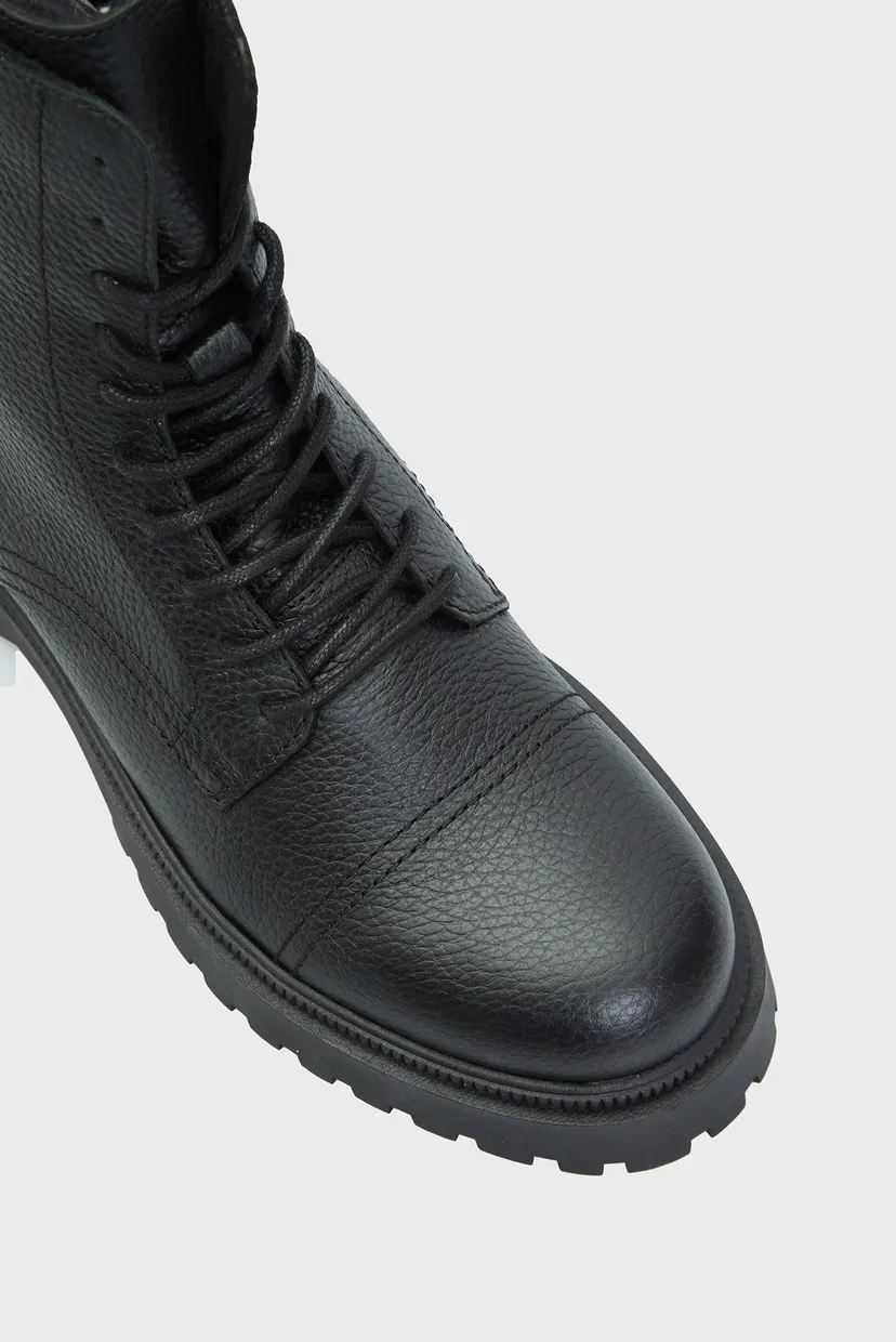 Мужские черные кожаные ботинки TJM LACE UP MID BOOT TUMBLED 4