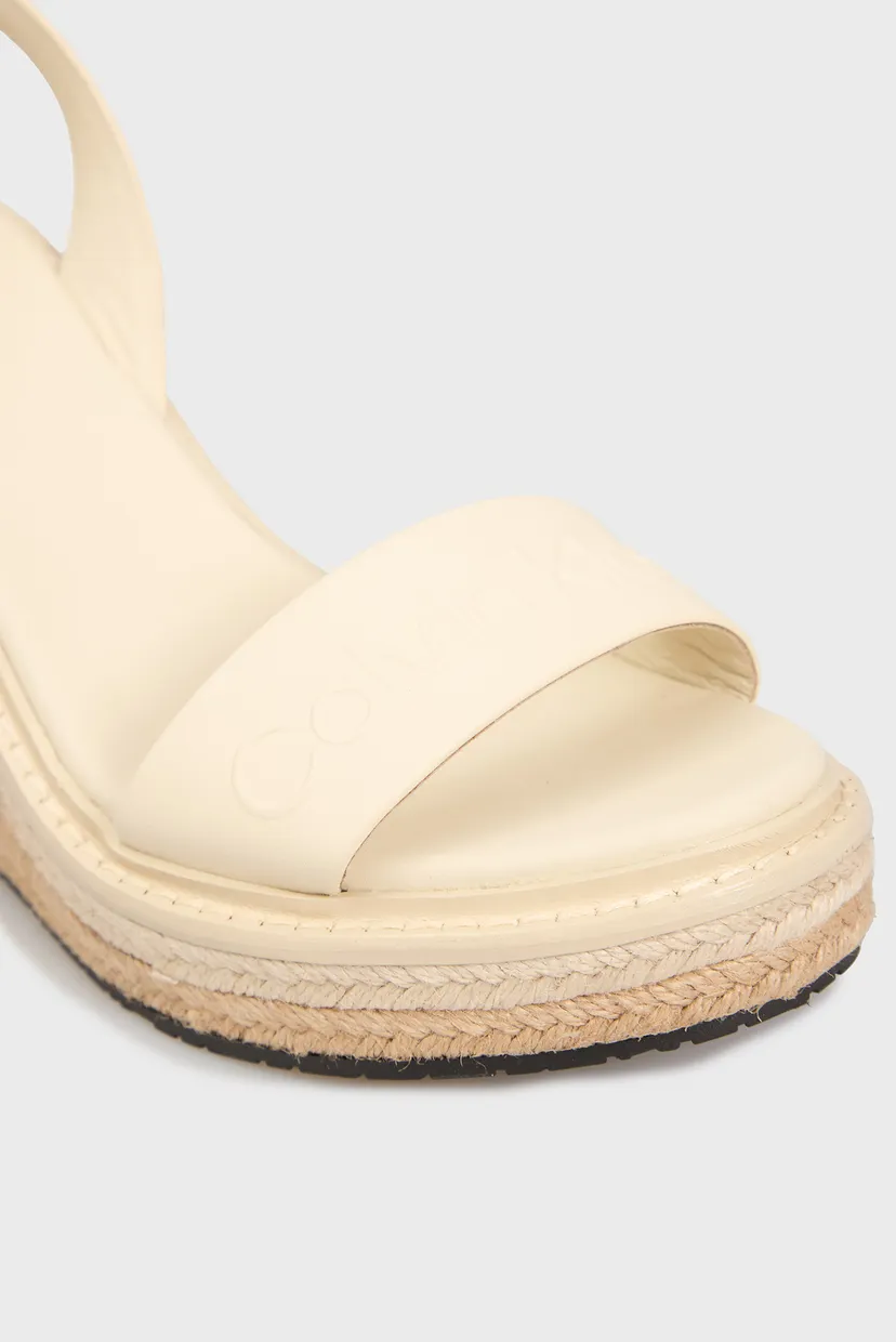 Женские белые кожаные босоножки WEDGE SANDAL 70 - HE 4