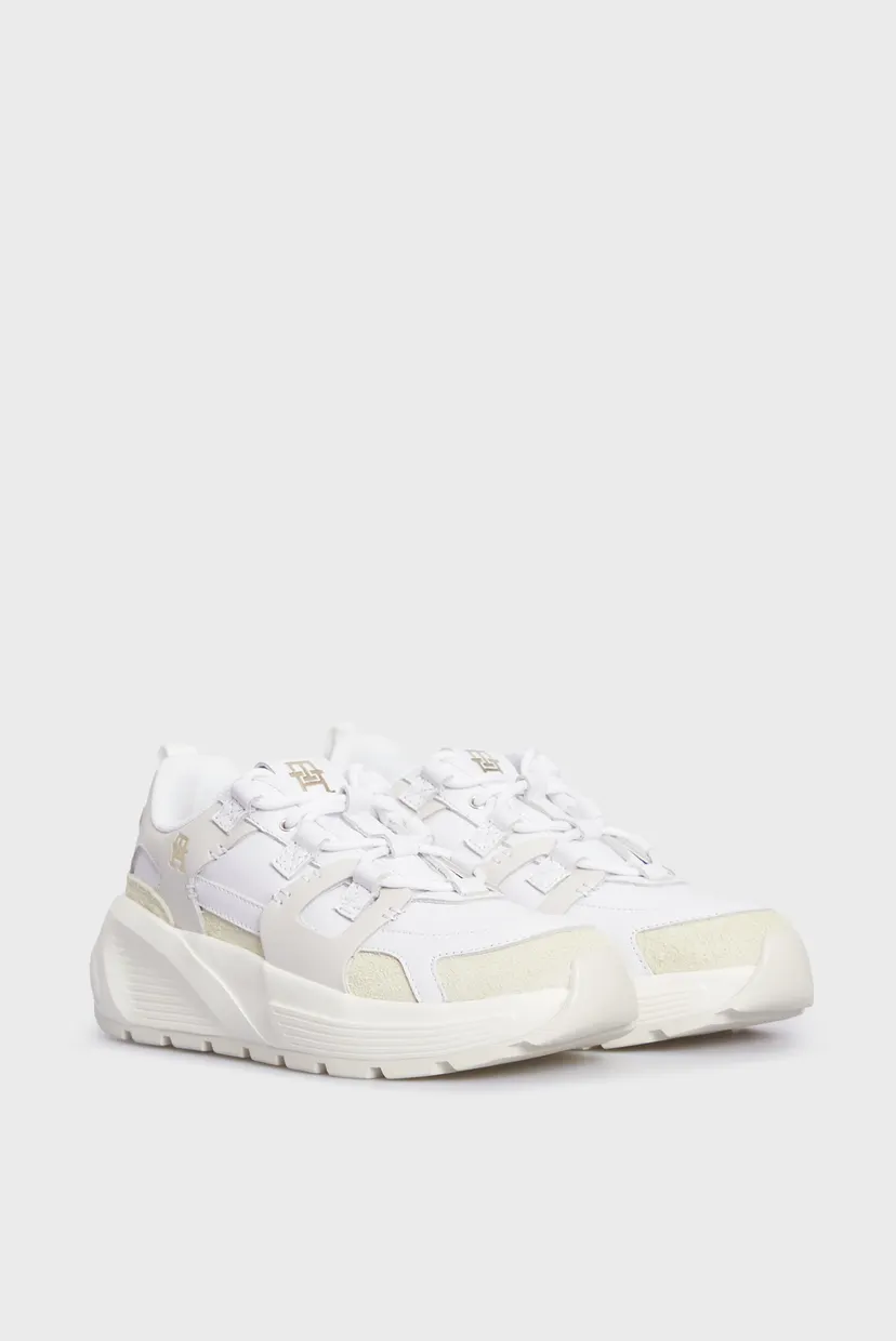 Женские белые кожаные кроссовки TH PREMIUM RUNNER STITCH 3