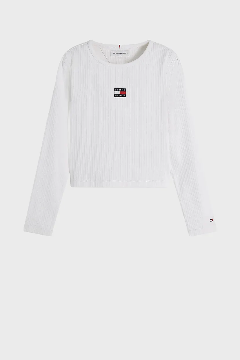 Дитячий білий лонгслів HERITAGE FLAG RIB KNIT TEE LS 5