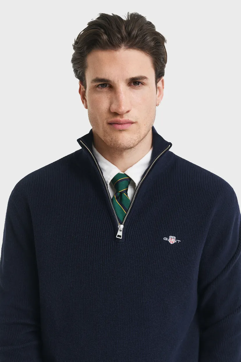 Чоловіча темно-синя кофта COTTON MERINO RIBBED HALF ZIP 4