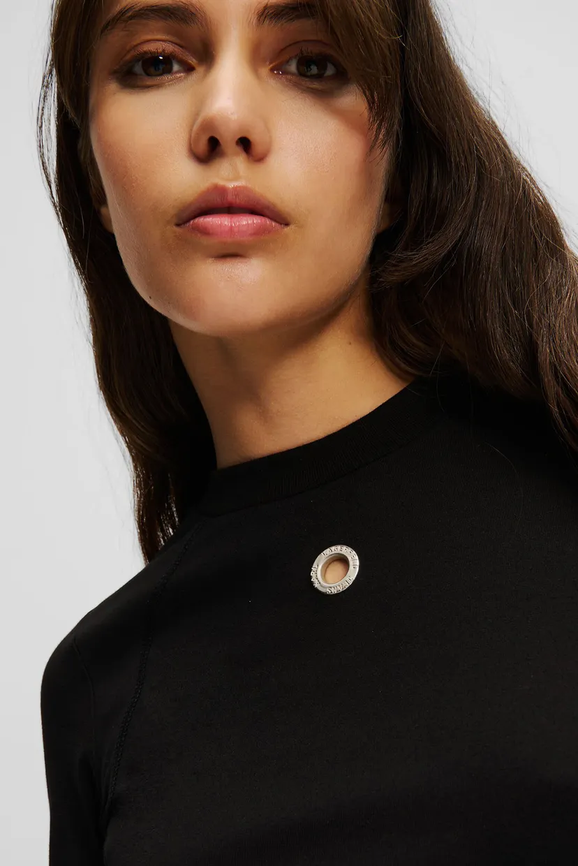 Жіночий чорний лонгслів klj lslv fitted eyelet 4