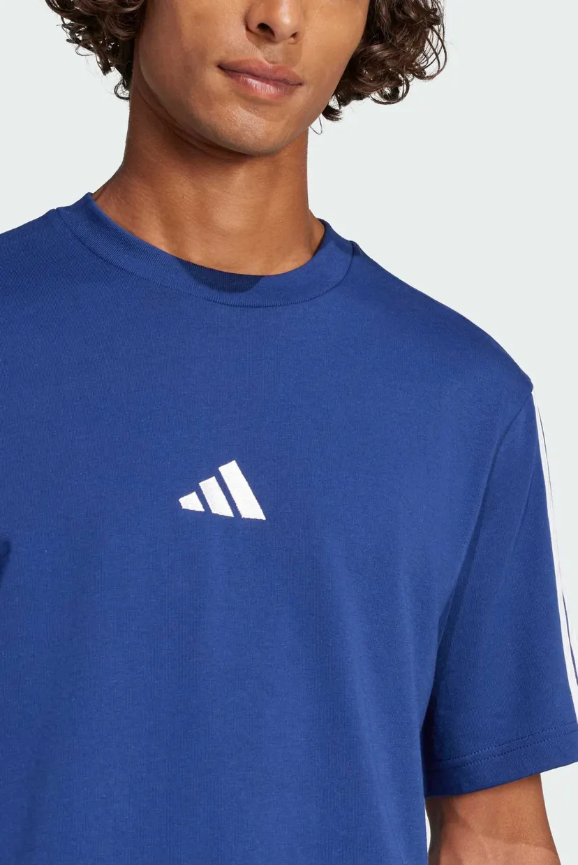 Чоловіча синя футболка Essentials 3-Stripes Single Jersey 5
