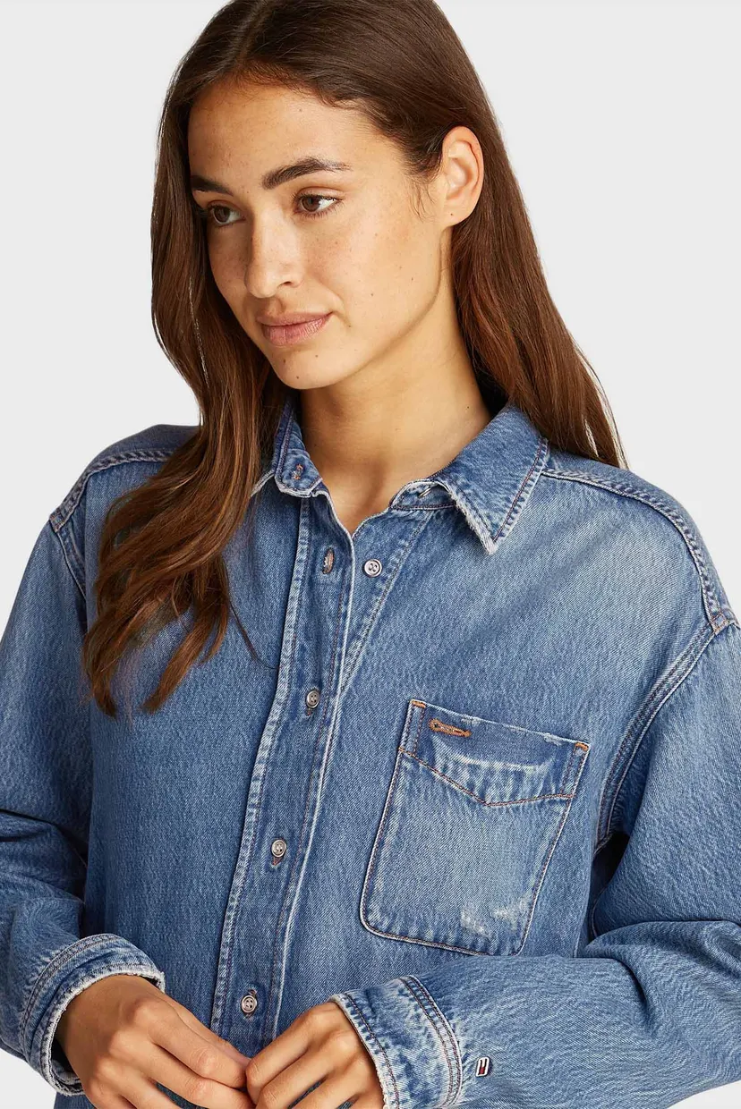 Женская синяя джинсовая рубашка RELAXED FIT OVERSHIRT 4