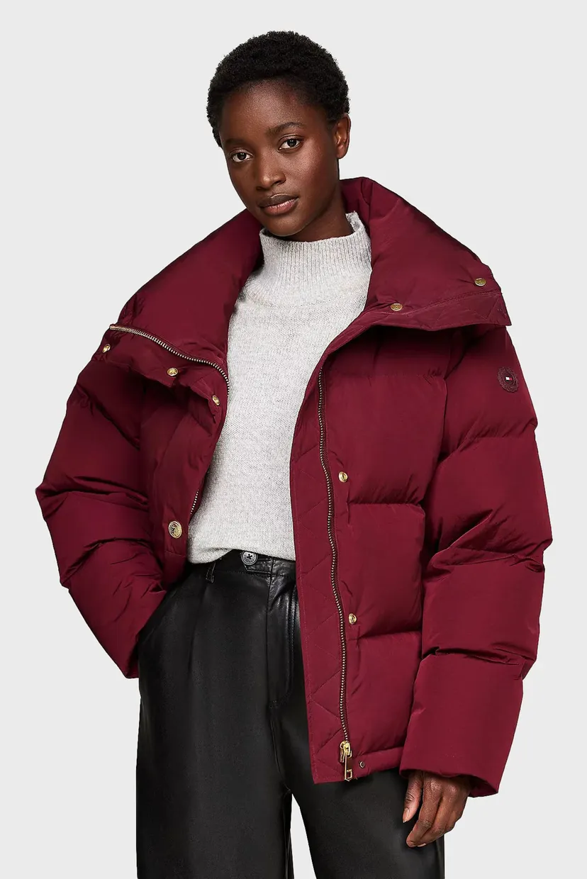 Женский бордовый пуховик GOLD BUTTON DOWN JACKET Tommy Hilfiger