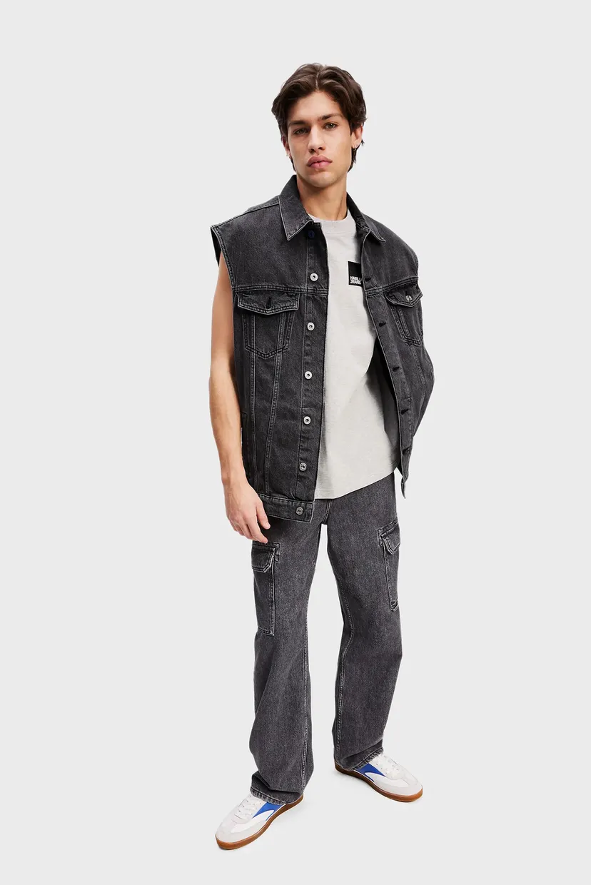 Чоловічий чорний джинсовий жилет vest print 3