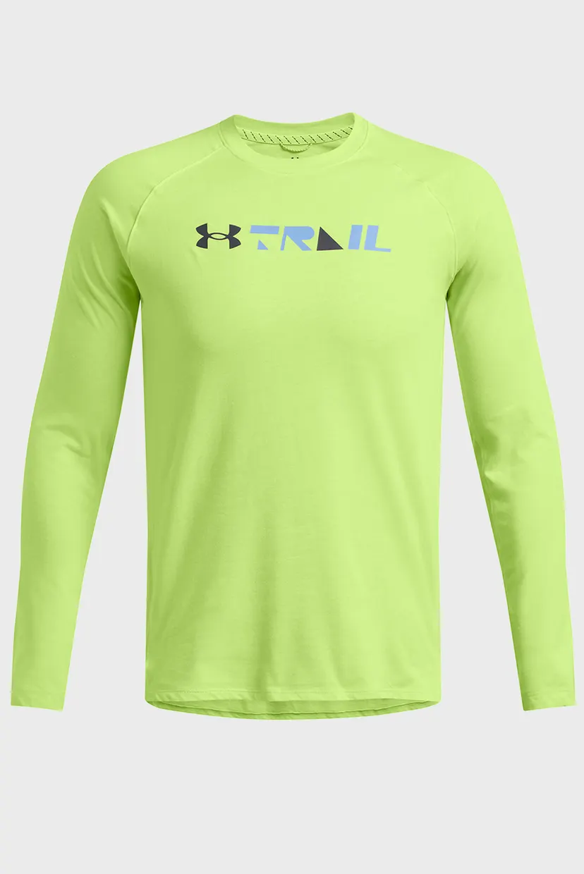 Чоловічий салатовий лонгслів UA TRAIL RUN GRAPHIC LS 3