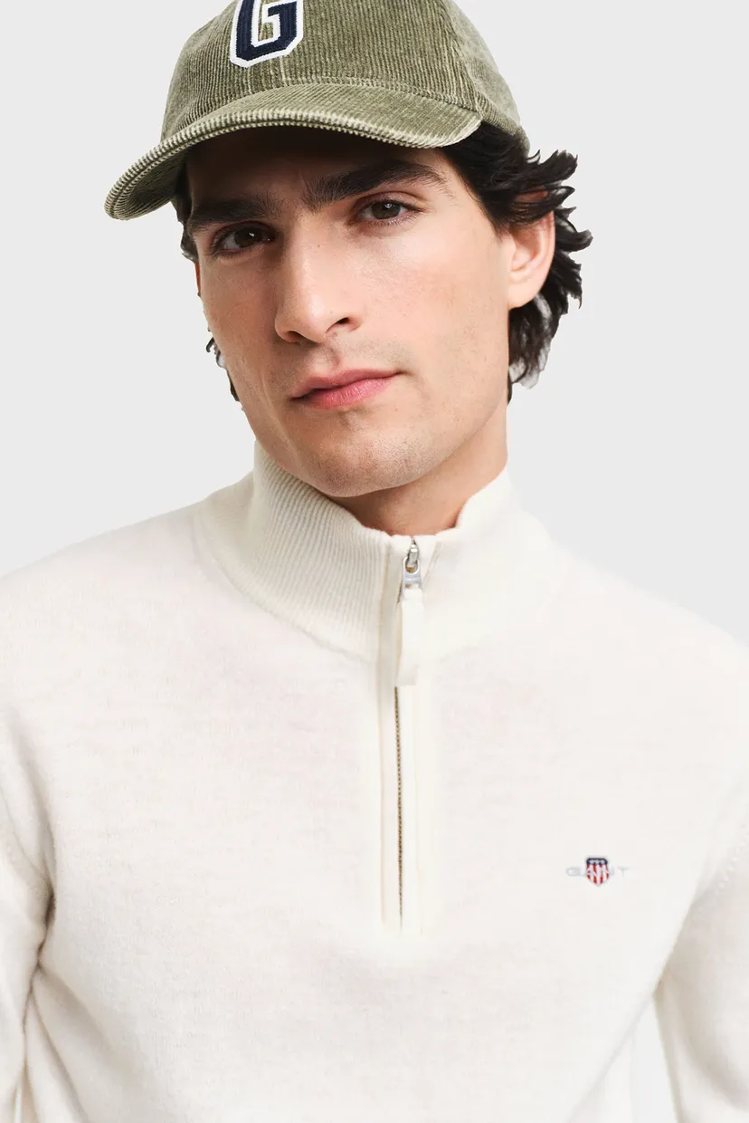 Мужская белая шерстяная кофта SUPERFINE LAMBSWOOL HALF ZIP 4