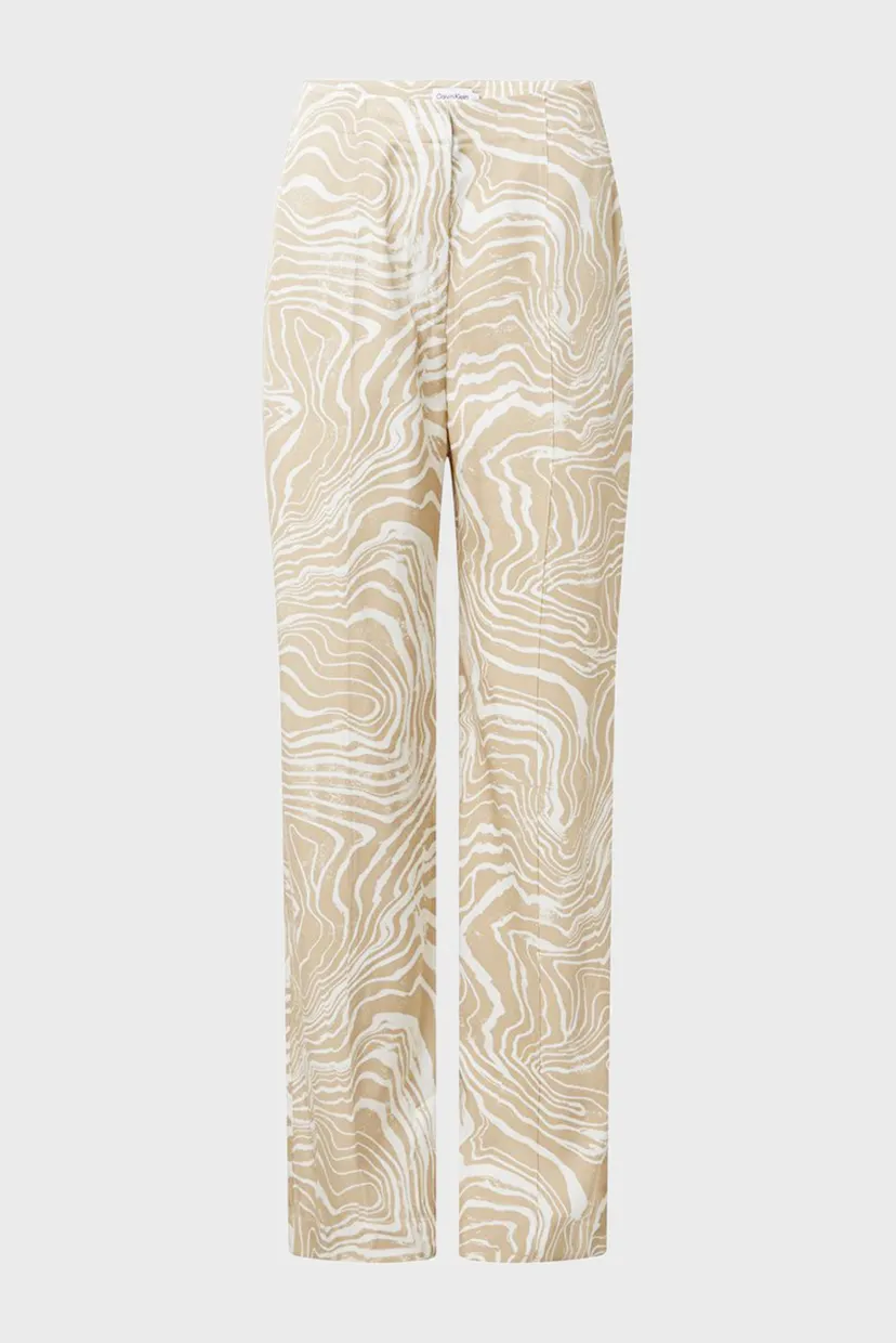 Женские бежевые брюки с узором WAVE PRINT WIDE LEG 5