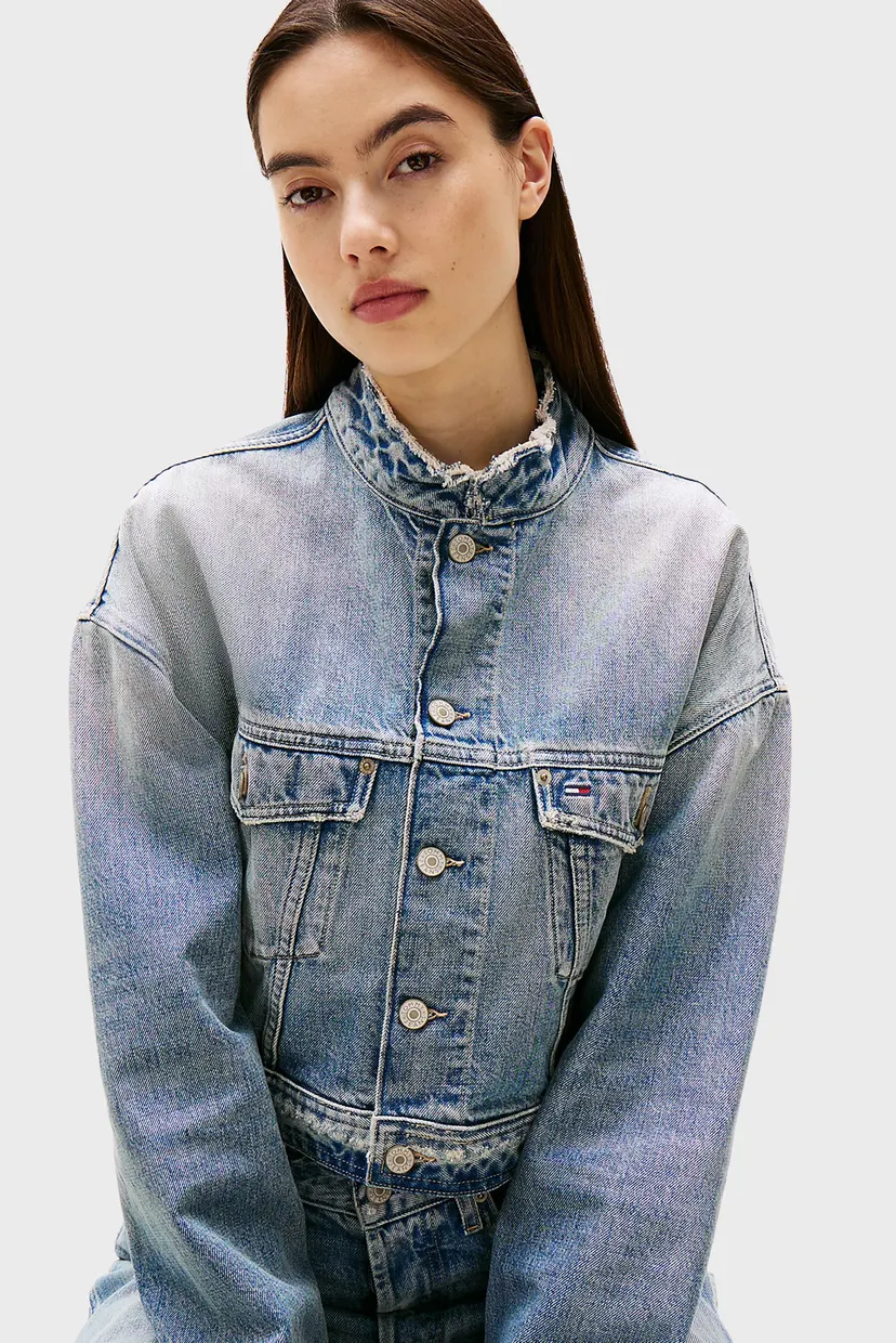 Женская голубая джинсовая куртка OVSZ CROP TRUCKER JACKET CI9014 4