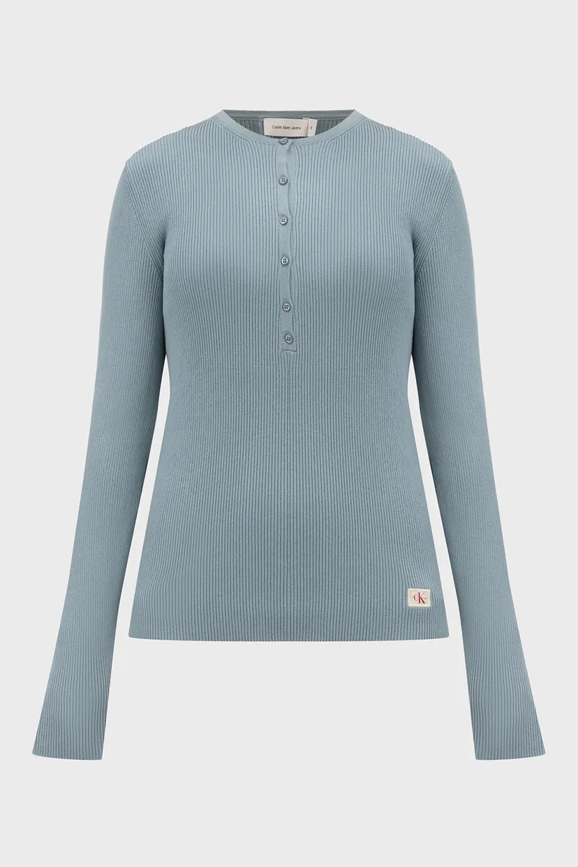 Женский голубой джемпер WOVEN LABEL HENLEY SWEATER 6