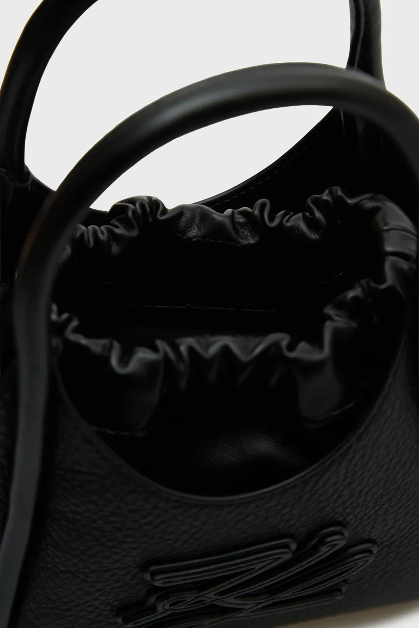 Женская черная кожаная сумка MINI TOTE 5