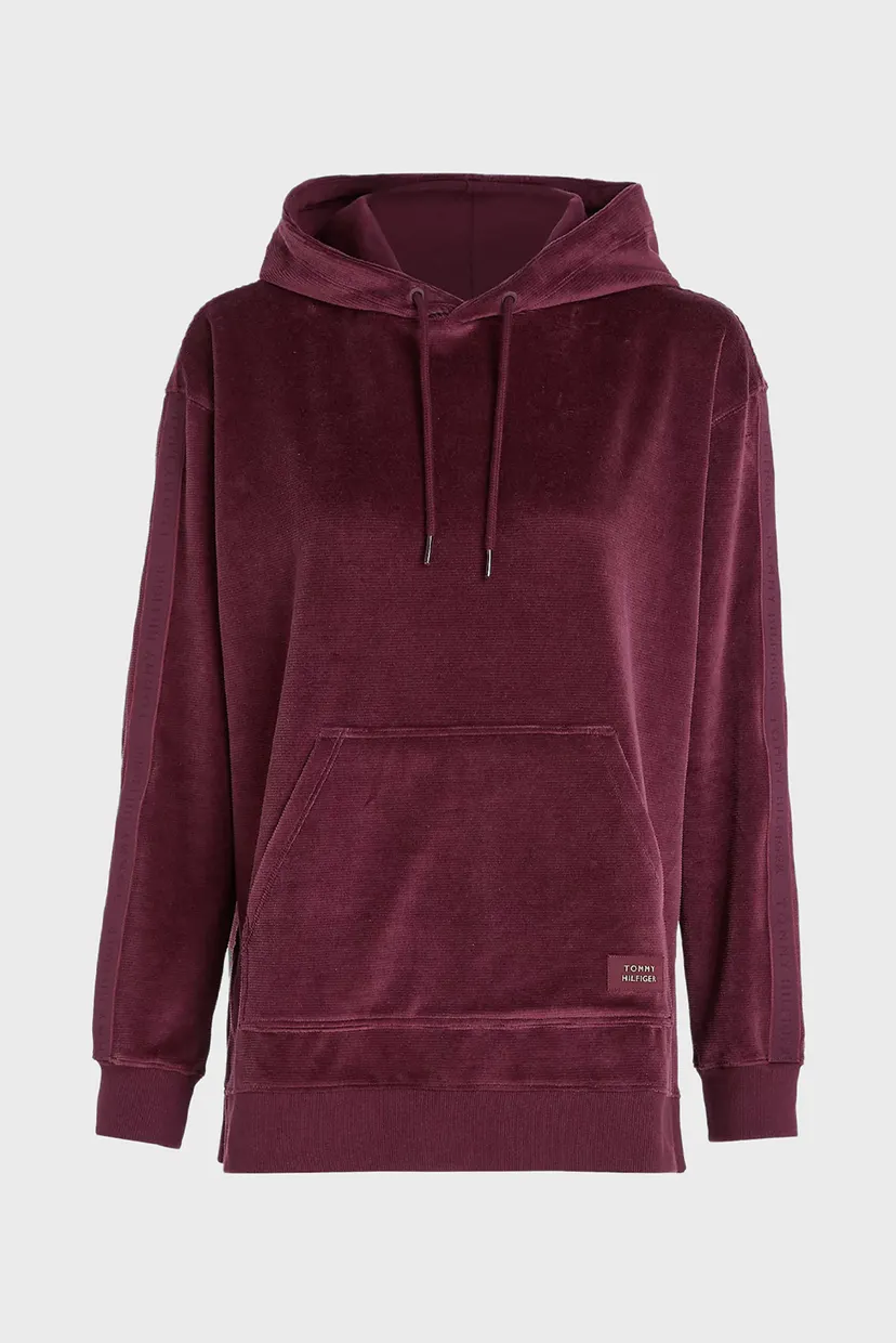 Жіноче бордове велюрове худі LONG HOODIE VELOUR 5