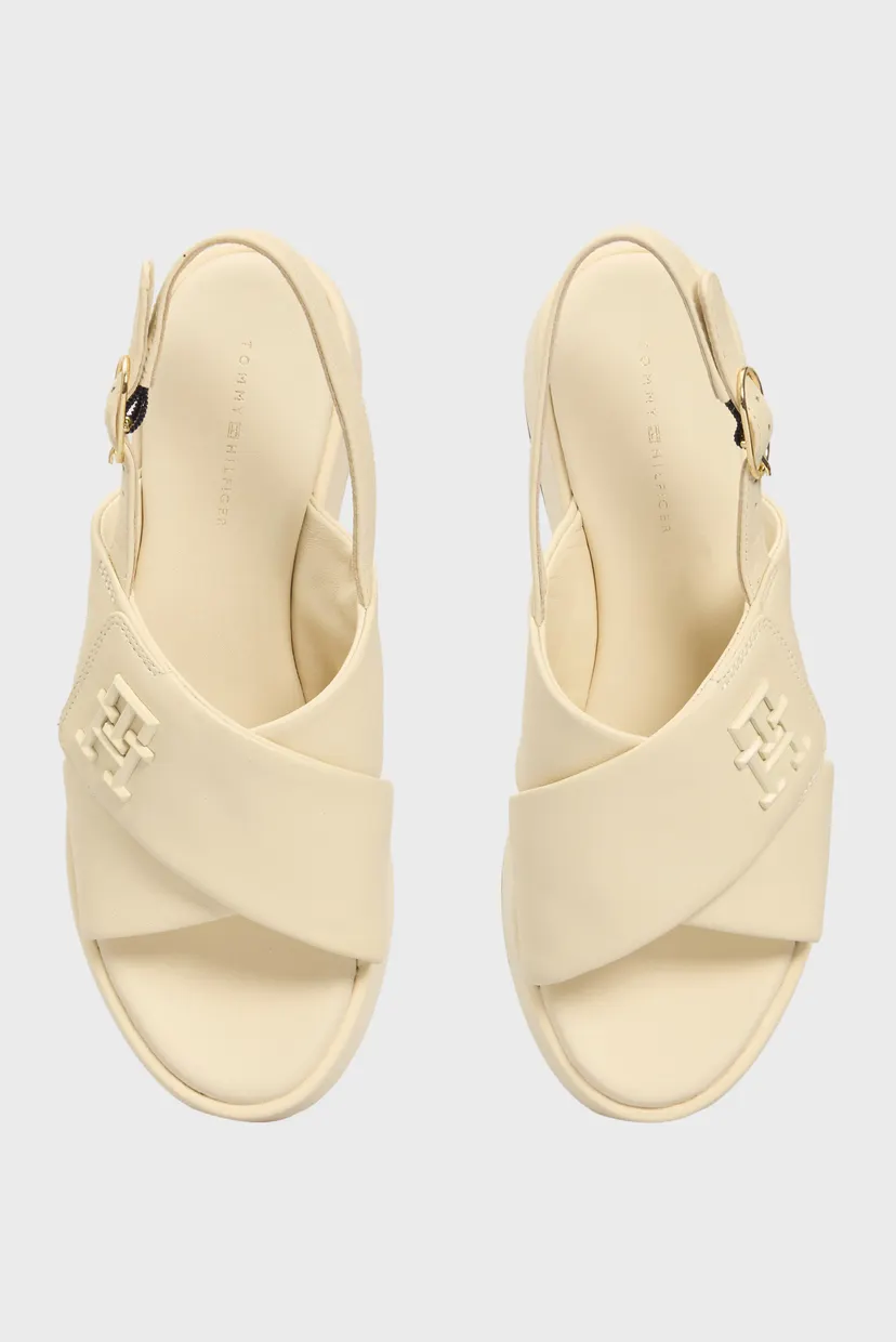 Жіночі білі шкіряні сандалі TH LOGO HW PADDED LEATHER SANDAL 4
