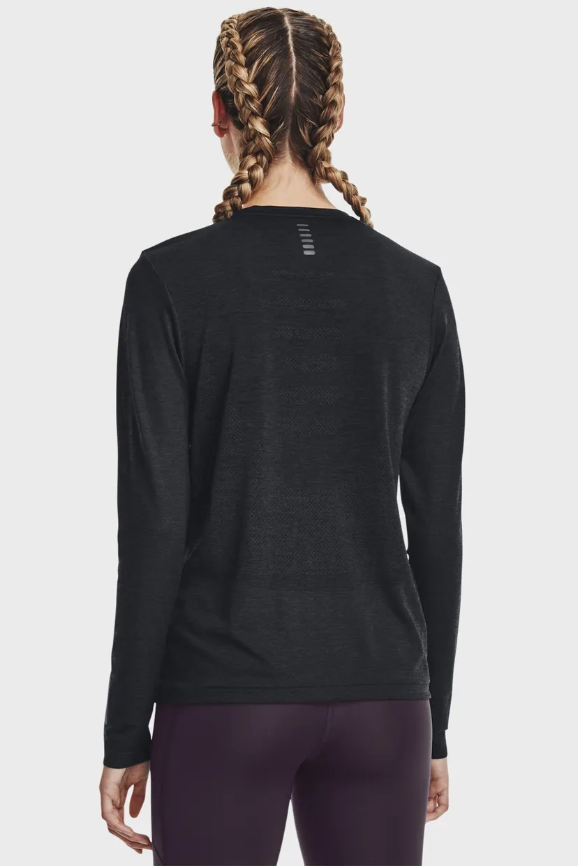 Жіночий чорний лонгслів UA Seamless Stride LS 3