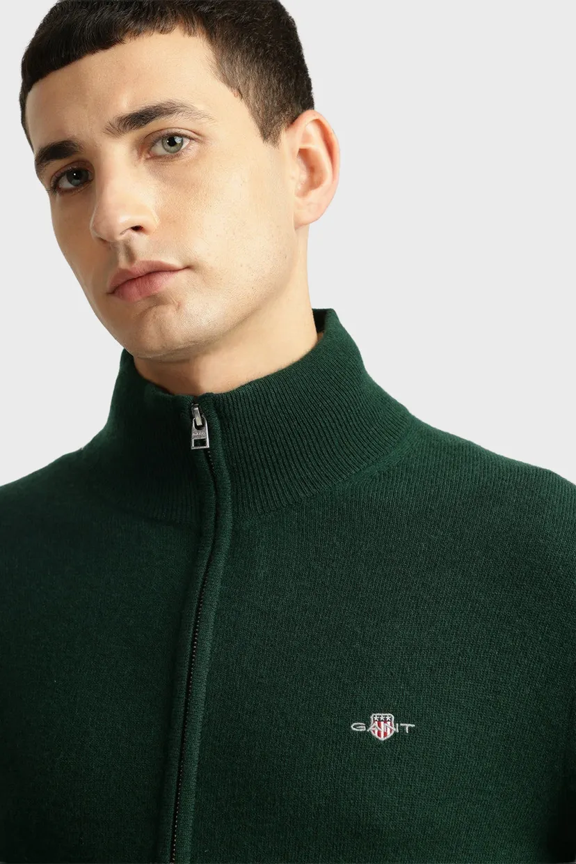 Чоловічий зелений вовняний кардиган EXTRAFINE LAMBSWOOL ZIP 5