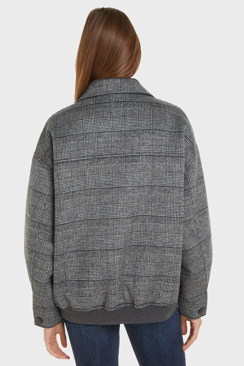 Женское серое шерстяное двустороннее пальто MD DF WOOL REVERSIBLE CHECK JKT 3