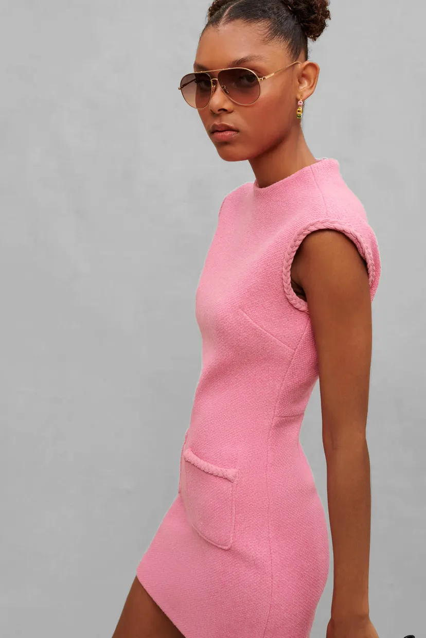Женское розовое твидовое платье MAJE MFPRO02825_PINK — MD-Fashion