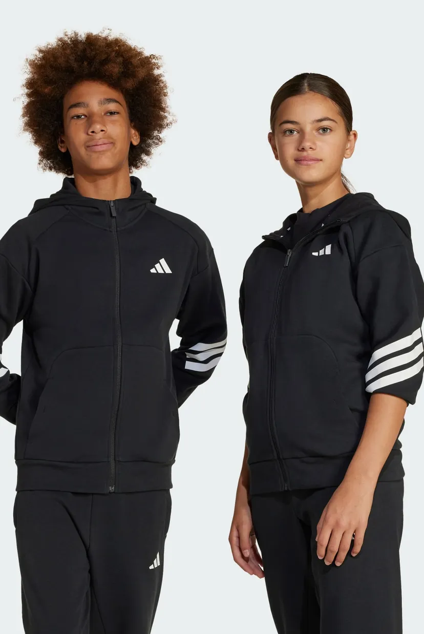 Дитяче чорне худі Future Icons 3-Stripes Full-Zip Hooded Kids 5
