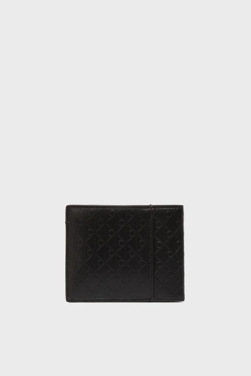 Мужской черный кожаный кошелек EMBOSSED 4