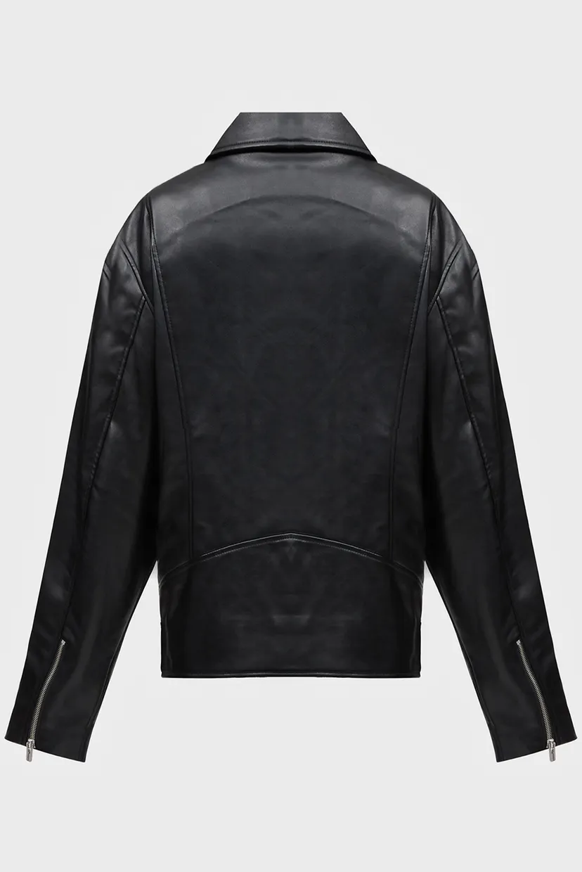 Чоловіча чорна косуха KLJ REGULAR FAUX LEATHER JKT 7