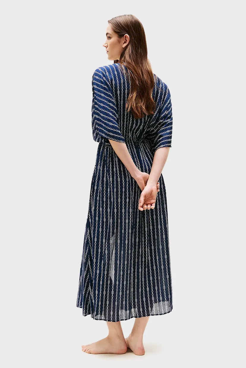 Жіноча темно-синя туніка з візерунком LONG KAFTAN 3