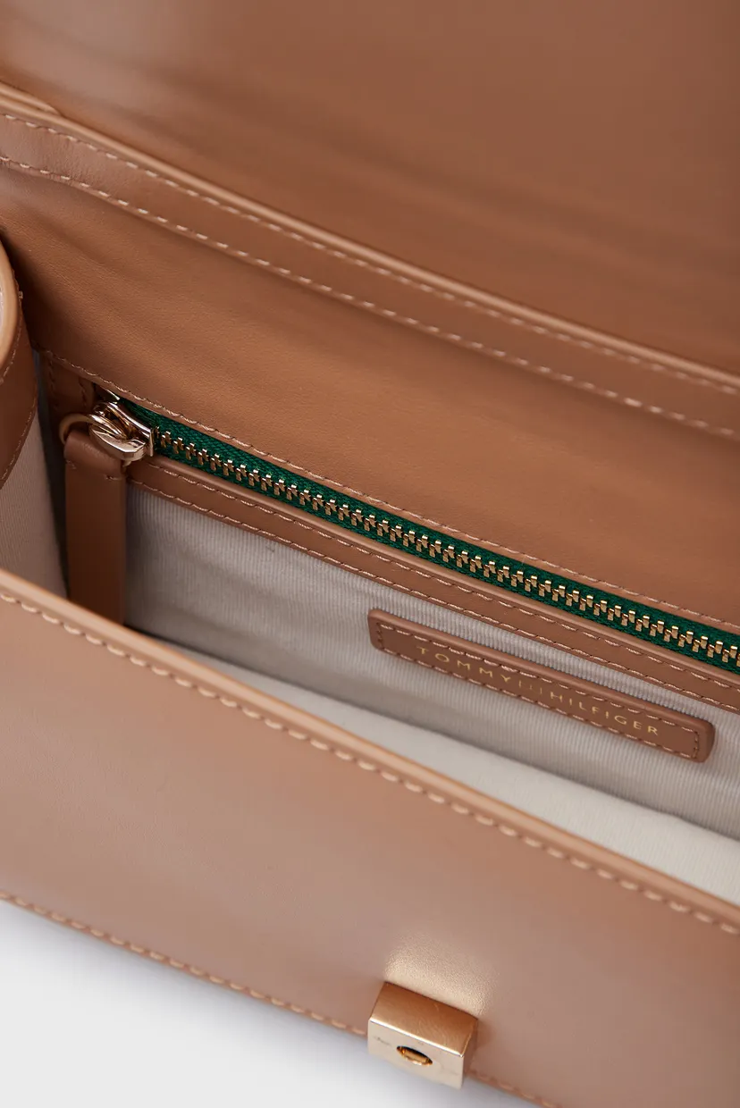Женская бежевая кожаная сумка TH HERITAGE LEATHER CROSSOVER 6