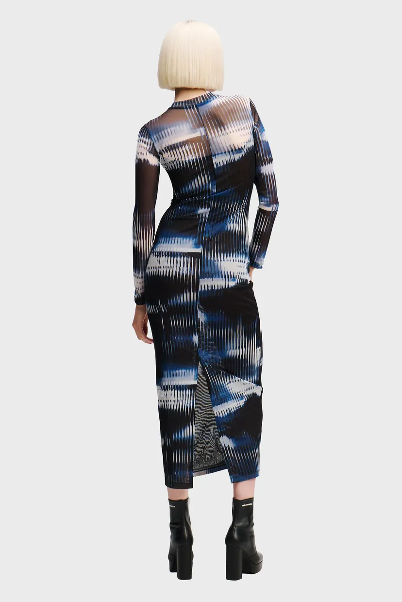 Жіноча синя сукня з візерунком KLJ AOP MESH MAXI DRESS 3