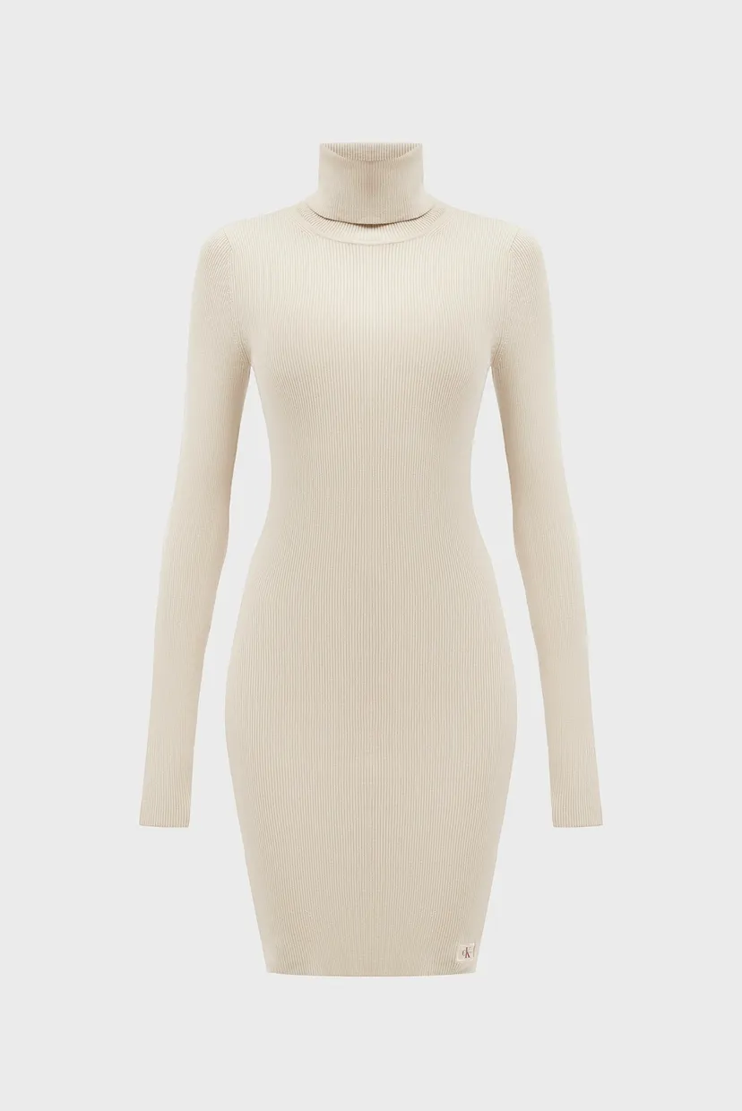 Женское бежевое платье WOVEN LABEL TIGHT SWEATER DRESS 6