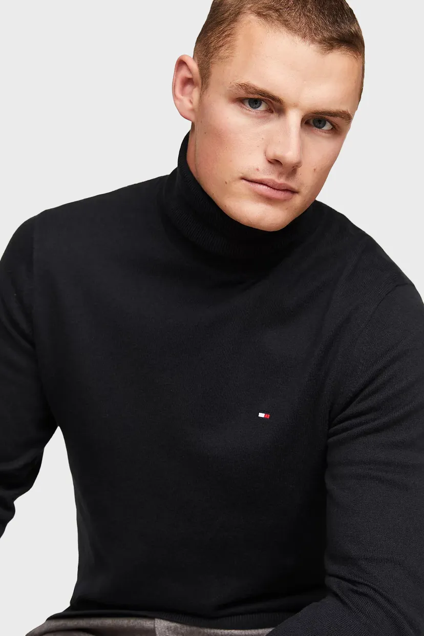 Мужской черный гольф PIMA ORG CTN CASHMERE ROLL NECK 4