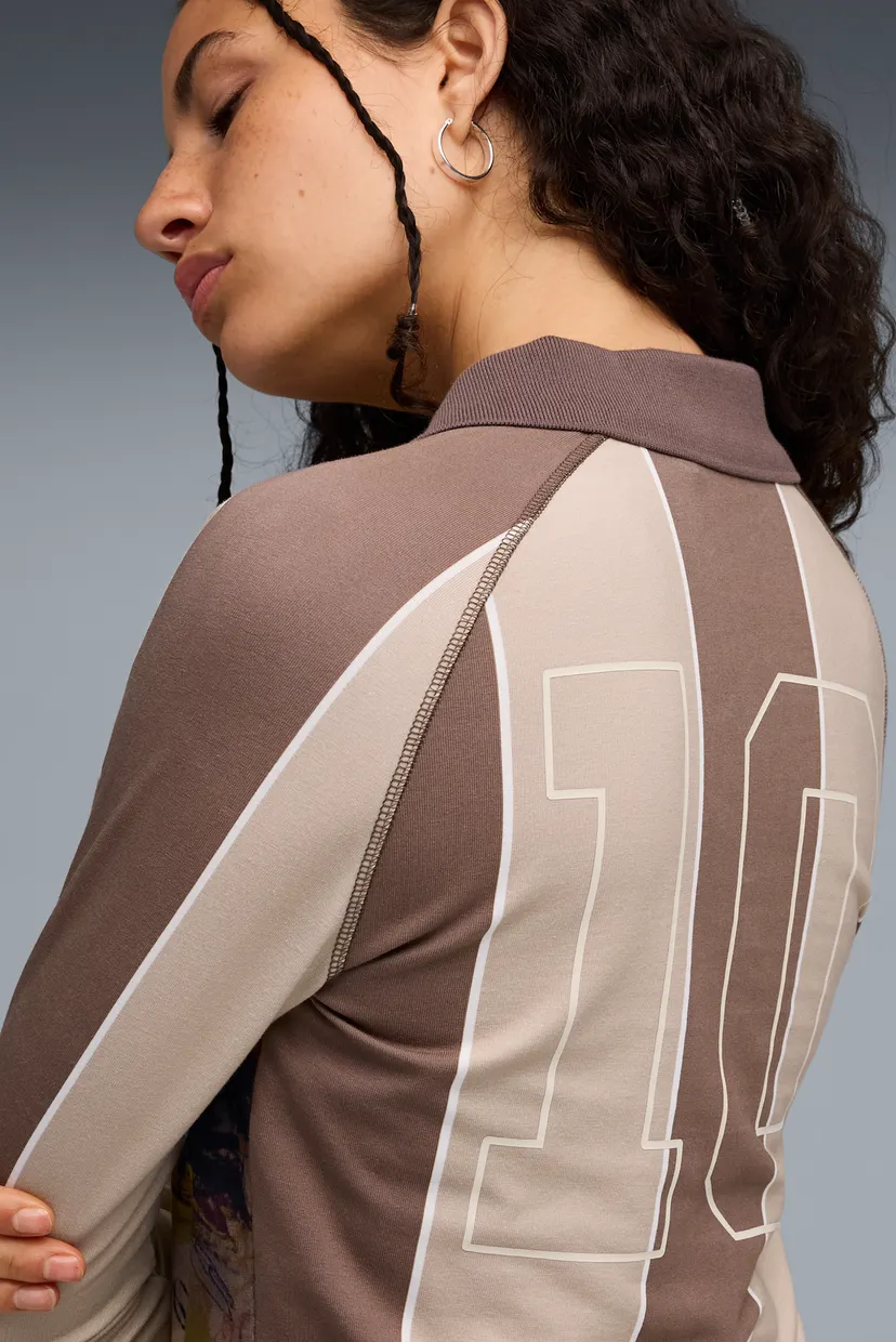 Женский коричневый лонгслив в полоску PUMA x KIDSUPER Long Sleeve Jersey Women 5
