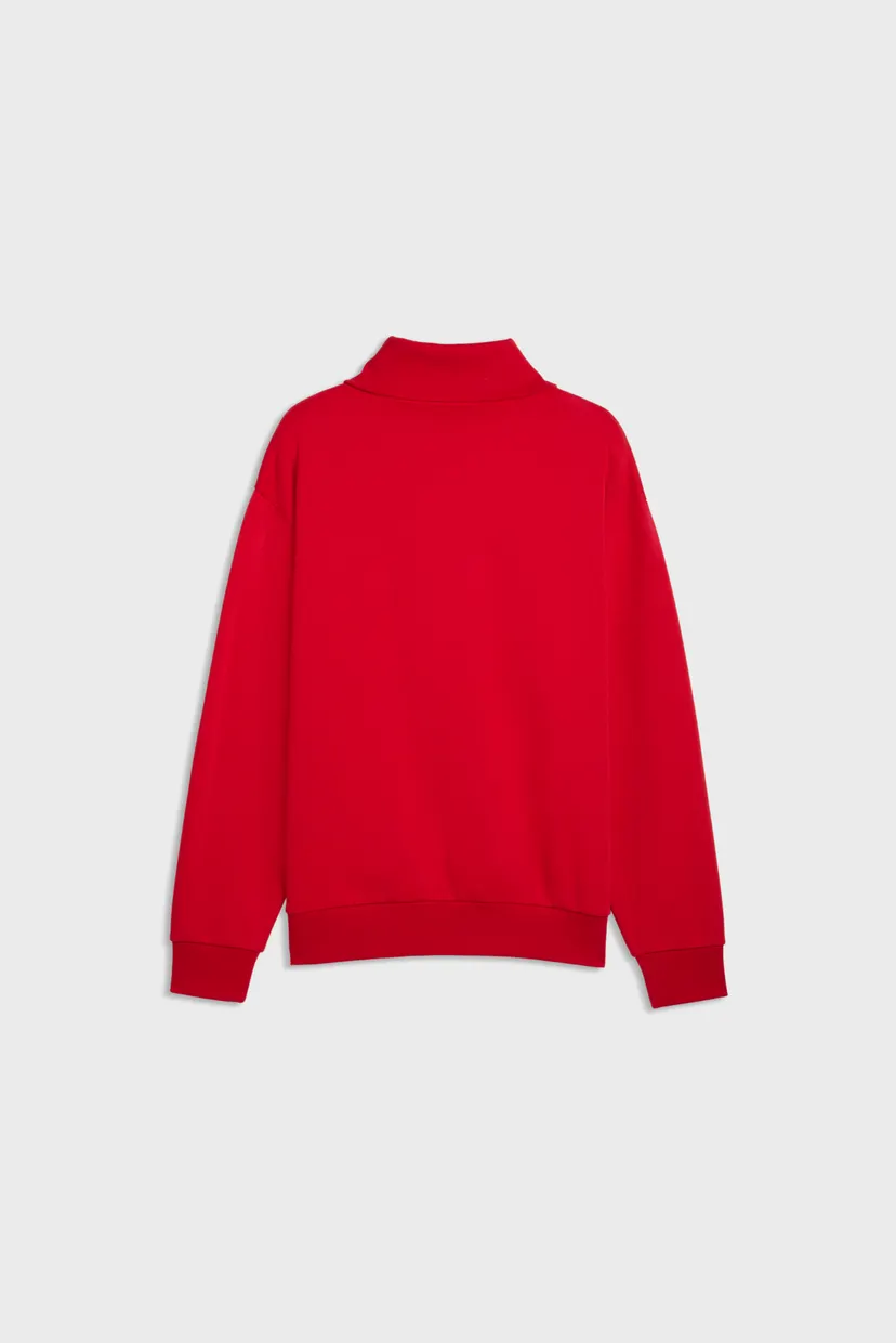 Мужская красная кофта Scuderia Ferrari Little Shield Half-Zip Fleece Crew Sweatshirt Men 6
